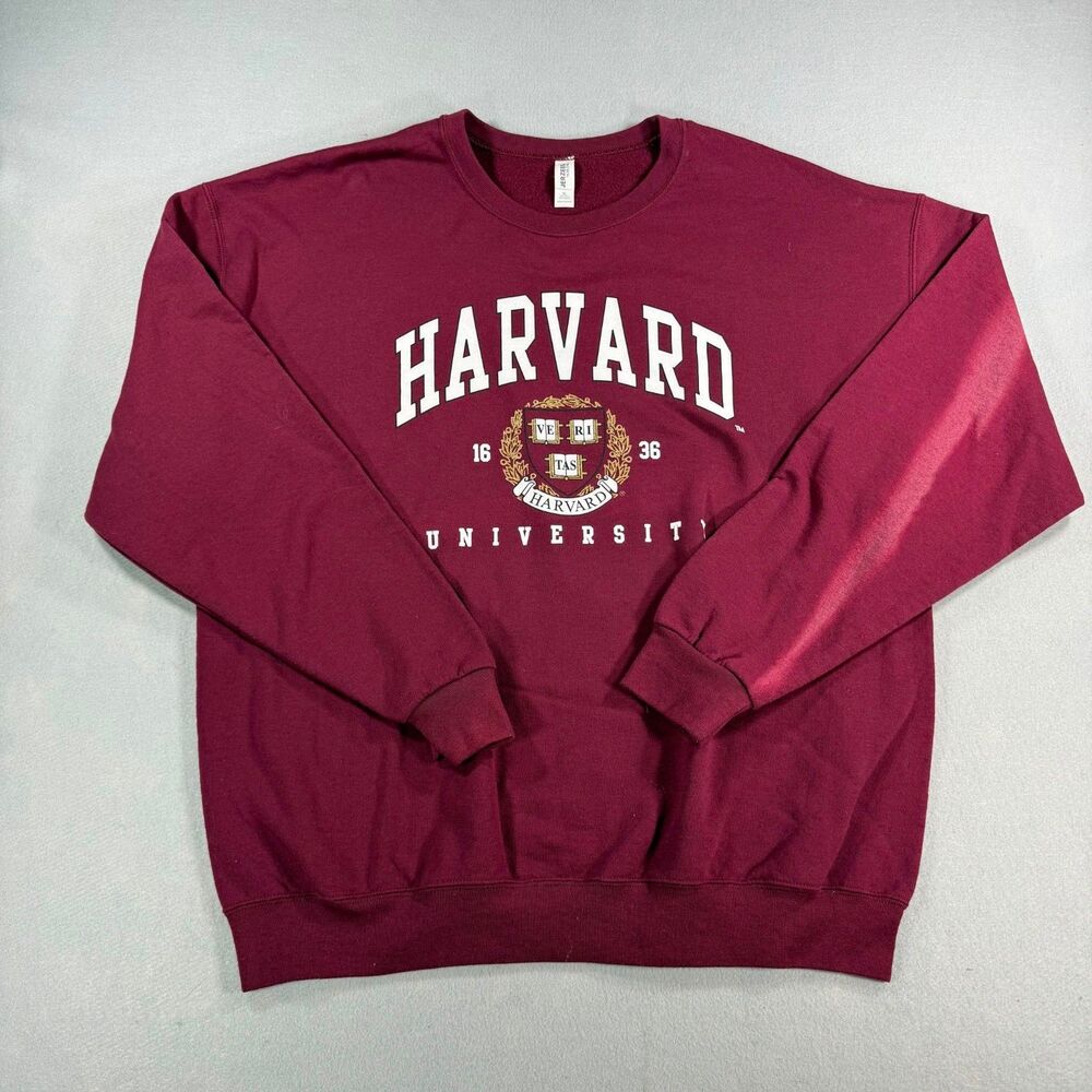 Harvard University Sweatshirt Mens XL Crimson Crewneck Jerzees NuBlend